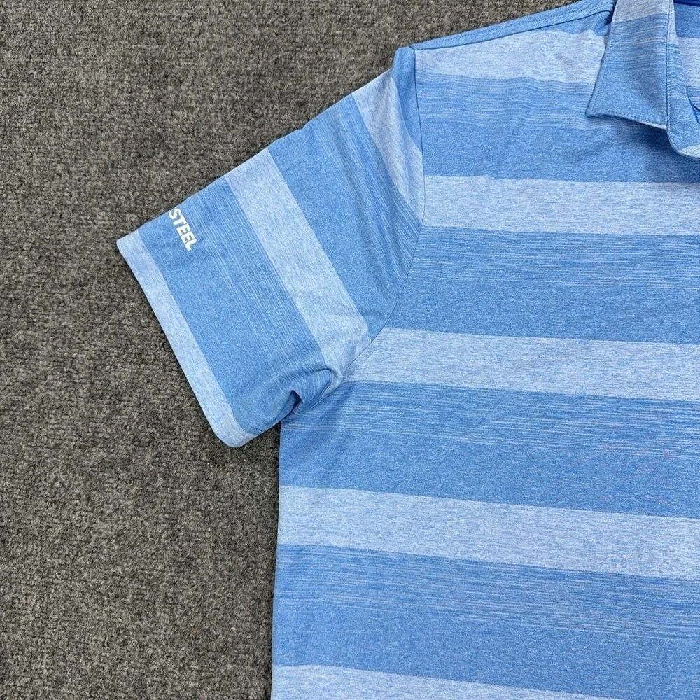 Johnnie-O Polo Shirt Mens XL Blue Striped Polyester Spandex Jersey Casual